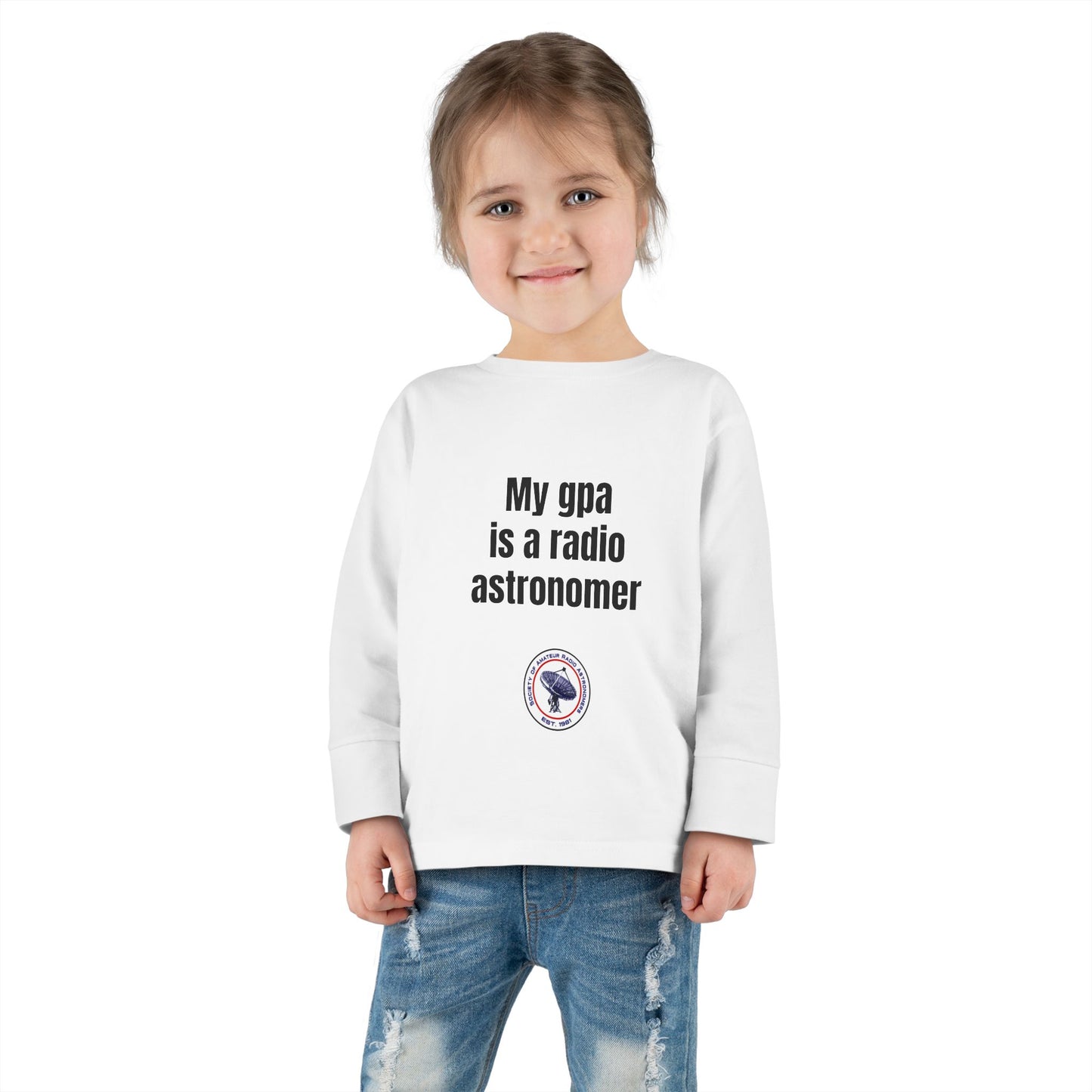 Toddler Long Sleeve Tee - 'My gpa is a radio astronomer'
