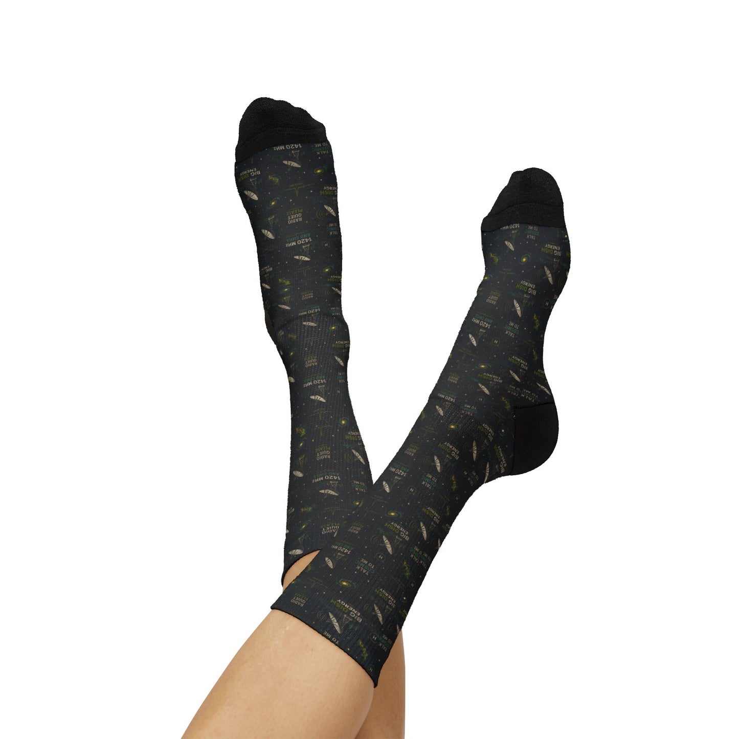 Black Camo Sublimation Socks — Military-Inspired Patterned Crew Socks