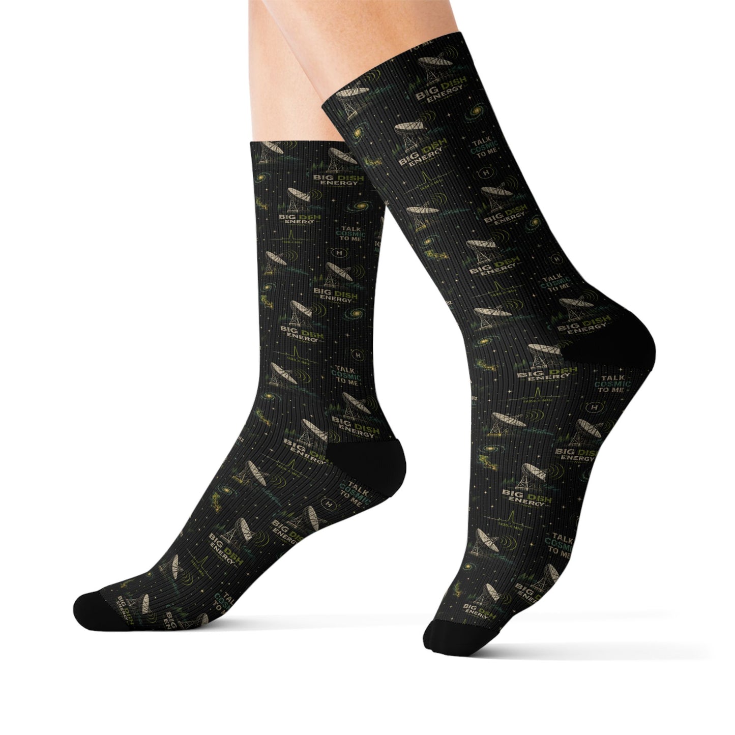 Black Camo Sublimation Socks — Military-Inspired Patterned Crew Socks