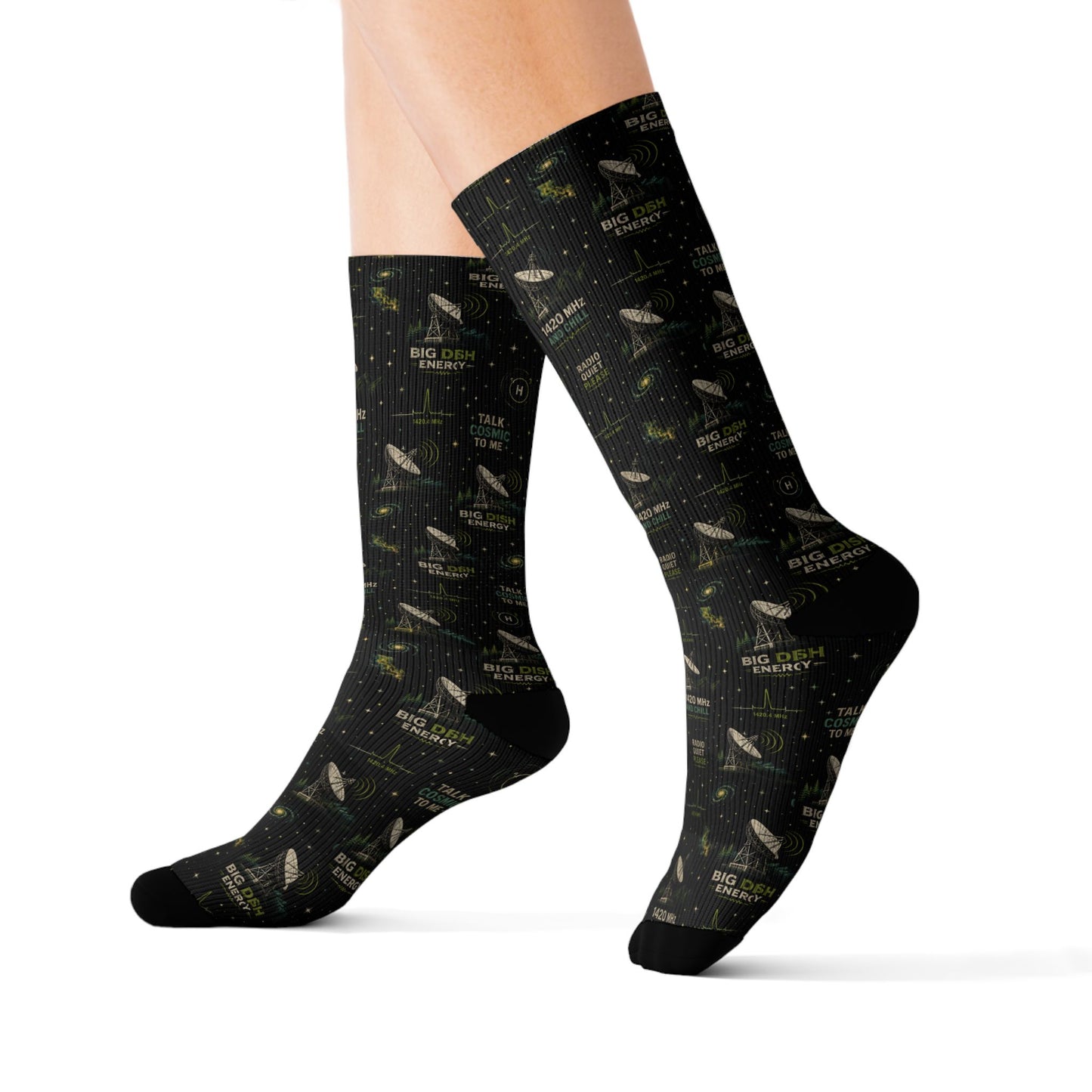 Black Camo Sublimation Socks — Military-Inspired Patterned Crew Socks